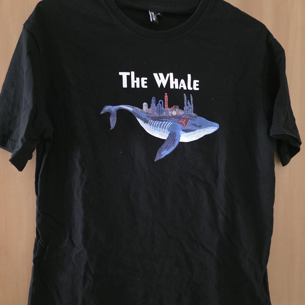 The Whale Graphic Tee - Black with Blue Print